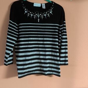 Alfred Dunner Black and White Striped Blouse